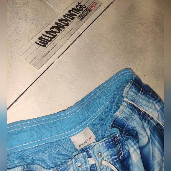 Mens speedo Swim shorts quick dry bottom lined color Blue grey size XLarge - Picture 2 of 4